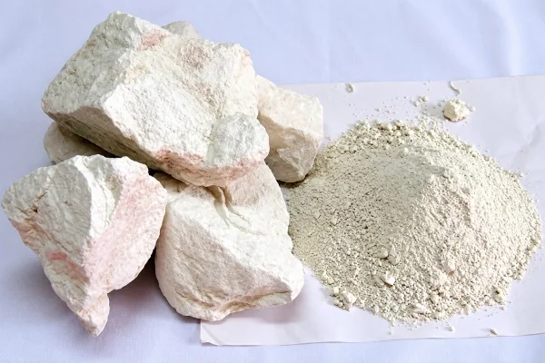 Heap of fine white china clay (kaolin) powder